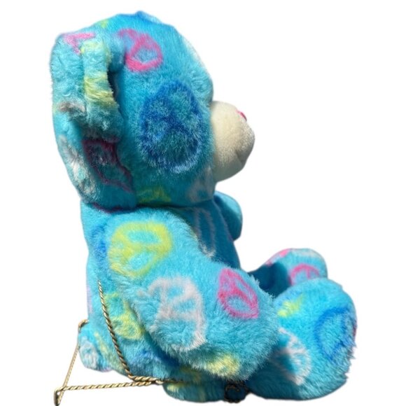 Build A Bear Sitting Blue Hippie Peace Plush Stuffed Support Pet Toy BFF Retro - Picture 7 of 16